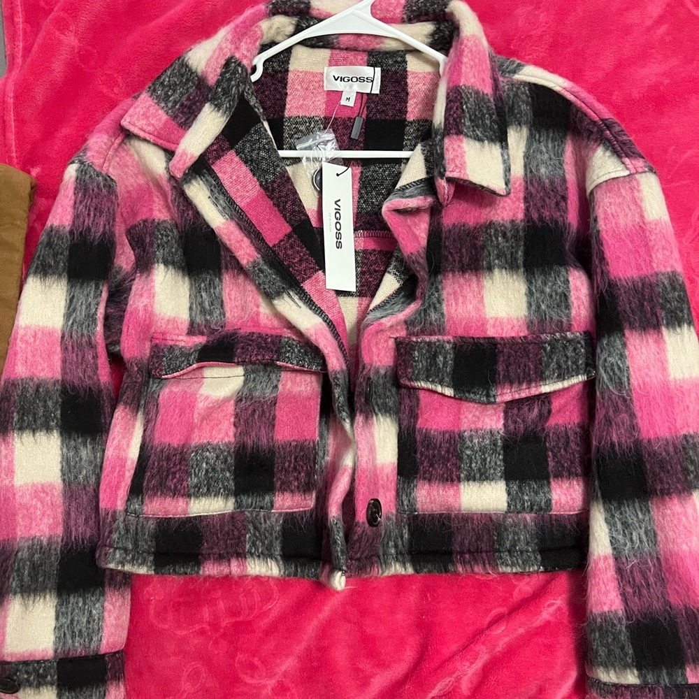 Vigoss Pink and Black Checkered Jacket